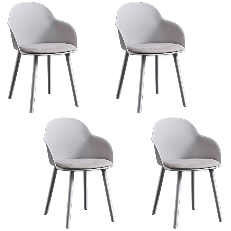 Contemporary Plastic Restaurant Arm Chair Matte Finish Solid Back Dining Chair (Set of 4) Light Gray Clearhalo ' kitchen&dining_furn' 'Dining Chairs' 'Dining Tables & Seating' 'dining_chair' 'Furniture' 'furniture_dining_chair' 'Kitchen & Dining Furniture' 'kitchen' 4038647
