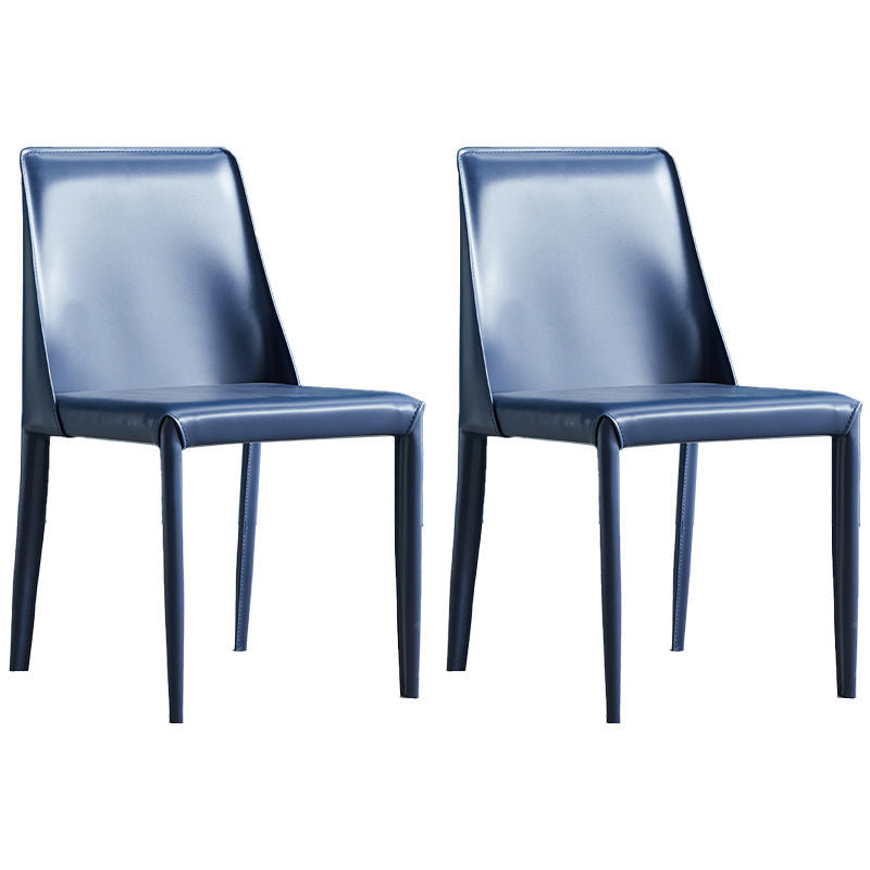 Designer Style Saddle Leather Restaurant Side Chair Matte Finish Parsons Dining Chair (Set of 2) Dark Blue Clearhalo ' kitchen&dining_furn' 'Dining Chairs' 'Dining Tables & Seating' 'dining_chair' 'furn' 'furn_dining_chair' 'Furniture' 'furniture_dining_chair' 'Kitchen & Dining Furniture' 'kitchen' 4038817