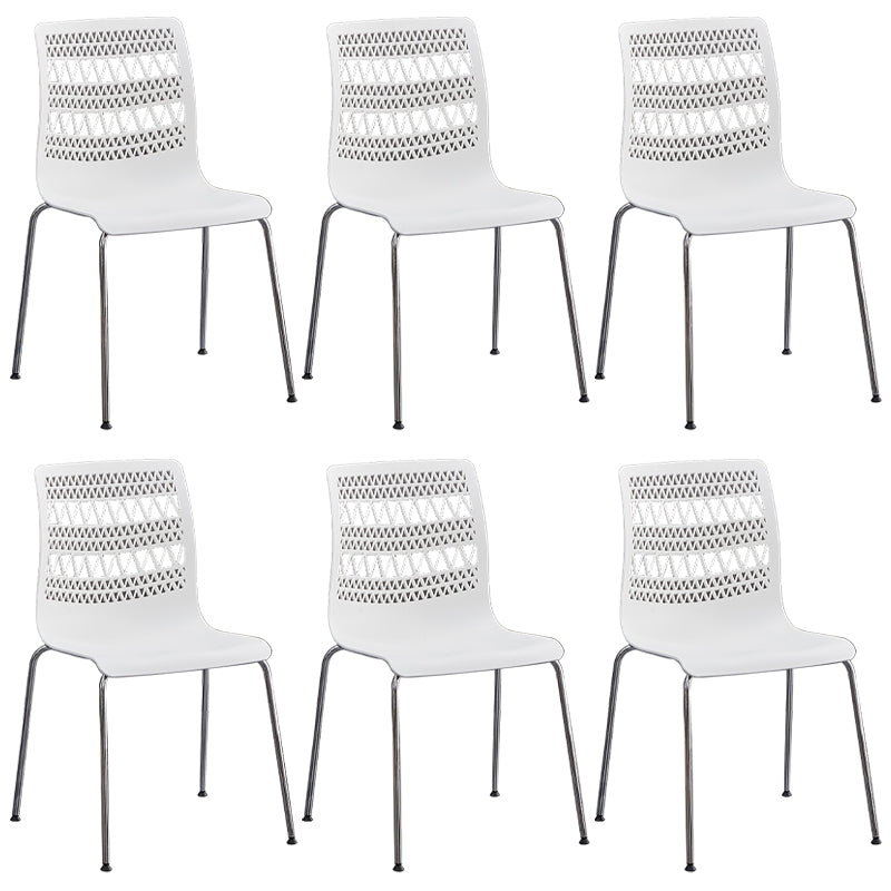 Contemporary Style Stacking Dining Armless Chairs Solid Back Side Chair White 6 Piece Set Clearhalo ' kitchen&dining_furn' 'Dining Chairs' 'Dining Tables & Seating' 'dining_chair' 'furn' 'furn_dining_chair' 'Furniture' 'furniture_dining_chair' 'Kitchen & Dining Furniture' 'kitchen' 4038872