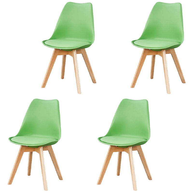 Scandinavian Leather Bedroom Side Chair Matte Finish Solid Back Dining Chair (Set of 4) Green Clearhalo ' kitchen&dining_furn' 'Dining Chairs' 'Dining Tables & Seating' 'dining_chair' 'Furniture' 'furniture_dining_chair' 'Kitchen & Dining Furniture' 'kitchen' 4038892