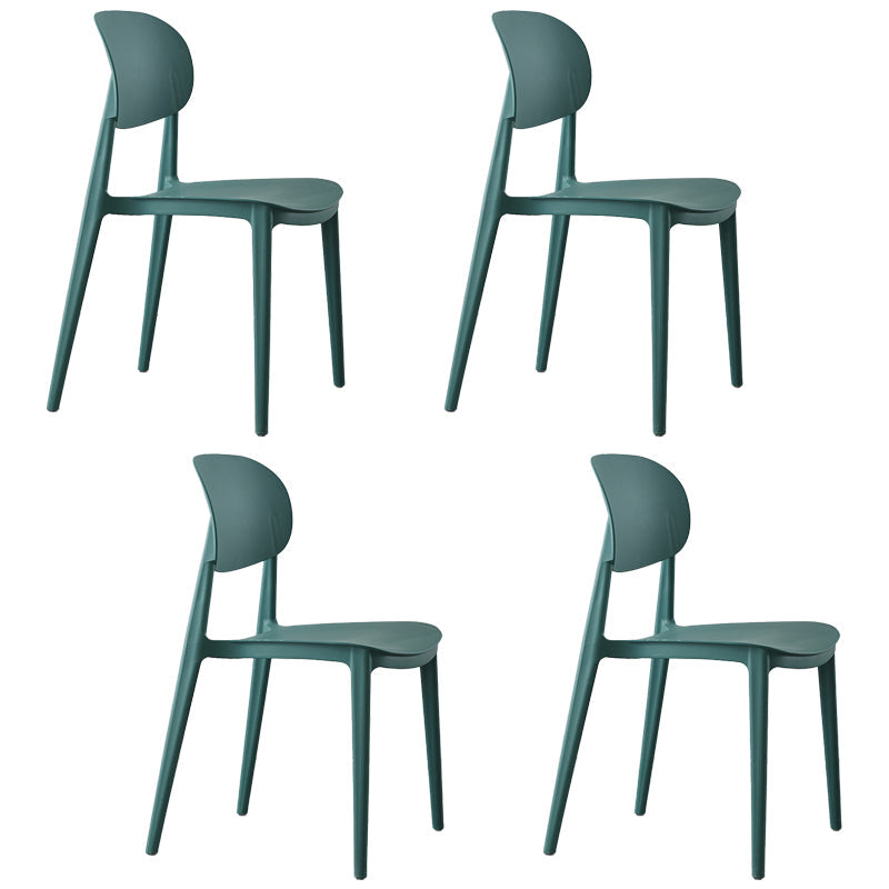 Open Back Armless Dining Chair Plastic Stackable Dining Side Chairs (Set of 4) Blackish Green Clearhalo ' kitchen&dining_furn' 'Dining Chairs' 'Dining Tables & Seating' 'dining_chair' 'furn' 'furn_dining_chair' 'Furniture' 'furniture_dining_chair' 'Kitchen & Dining Furniture' 'kitchen' 4039232