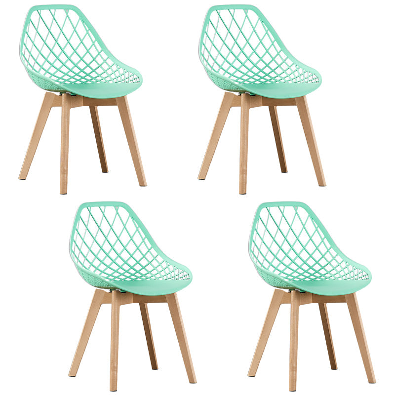 Eames Armless Dining Chairs Side Dining Chairs with Wood Legs (Set of 4) Lake Green Clearhalo ' kitchen&dining_furn' 'Dining Chairs' 'Dining Tables & Seating' 'dining_chair' 'Furniture' 'furniture_dining_chair' 'Kitchen & Dining Furniture' 'kitchen' 4039355