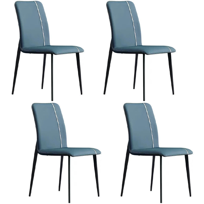 Scandinavian Metal Chairs Set Kitchen Dining Solid Back Side Chair (Set of 4) Blue Clearhalo ' kitchen&dining_furn' 'Dining Chairs' 'Dining Tables & Seating' 'dining_chair' 'furn' 'furn_dining_chair' 'Furniture' 'furniture_dining_chair' 'Kitchen & Dining Furniture' 'kitchen' 4039439