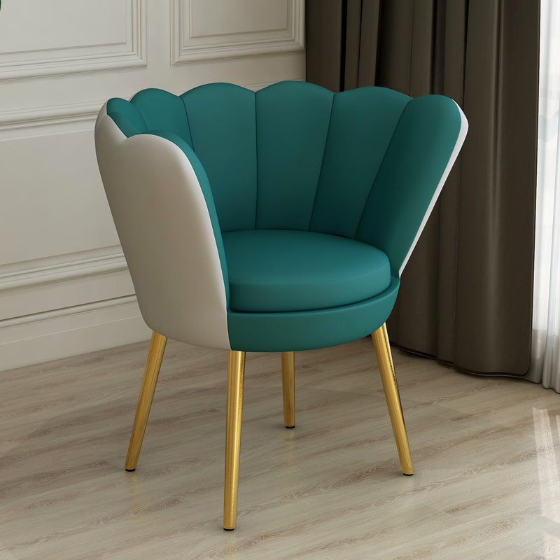 Scandinavian Style Metal Dining Chair Home Armless Cushion Crown Top Back Single Chair Dark Green Clearhalo ' kitchen&dining_furn' 'Dining Chairs' 'Dining Tables & Seating' 'dining_chair' 'furn' 'furn_dining_chair' 'Furniture' 'furniture_dining_chair' 'Kitchen & Dining Furniture' 'kitchen' 4039481