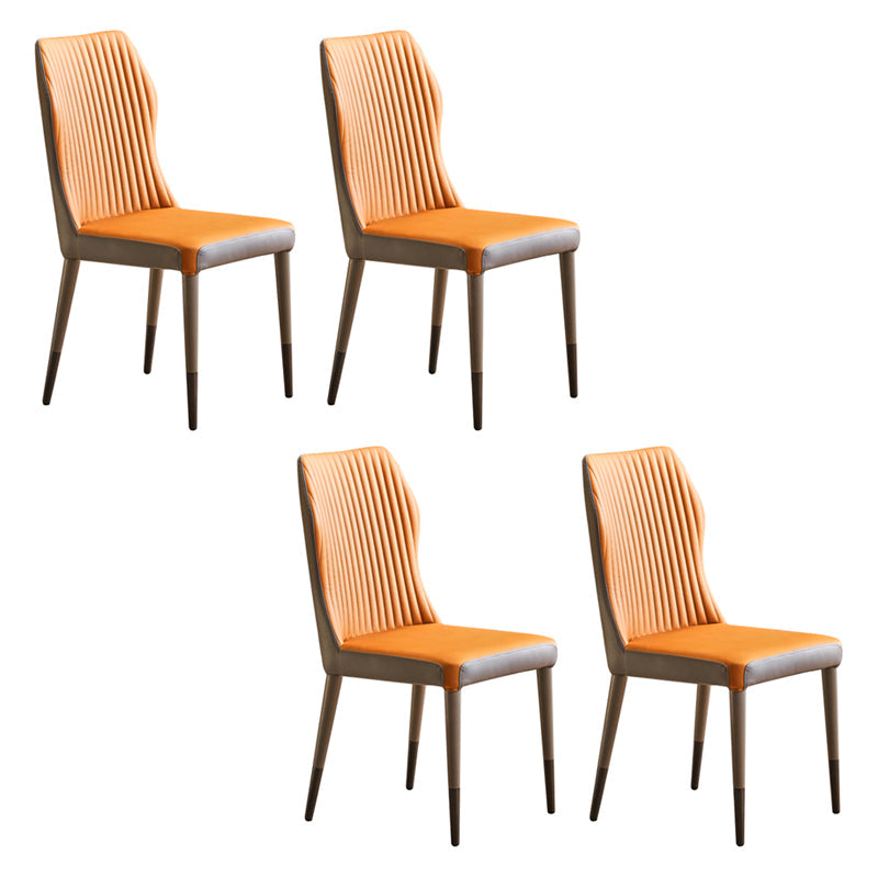 Scandinavian Style Oak Wood Chair Kitchen Dining Solid Back Side Chairs Orange 4 Piece Set Black Clearhalo ' kitchen&dining_furn' 'Dining Chairs' 'Dining Tables & Seating' 'dining_chair' 'furn' 'furn_dining_chair' 'Furniture' 'furniture_dining_chair' 'Kitchen & Dining Furniture' 'kitchen' 4039531