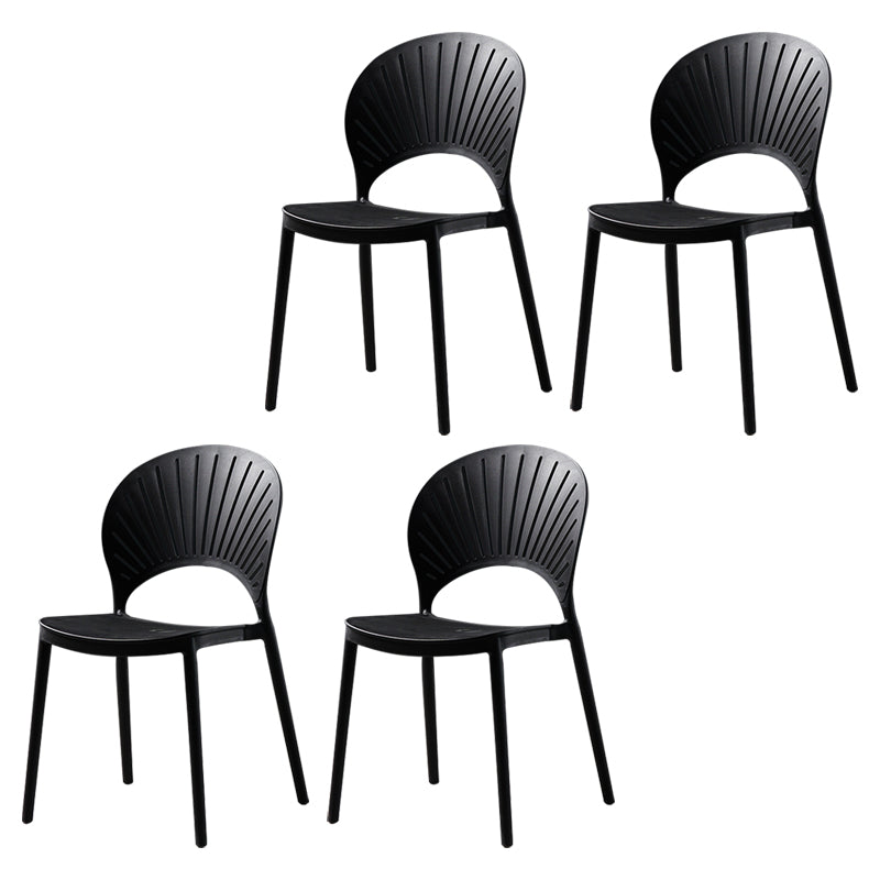 Contemporary Style Dining Chairs Plastic Dining Armless Side Chairs for Kitchen Black 4 Piece Set Clearhalo ' kitchen&dining_furn' 'Dining Chairs' 'Dining Tables & Seating' 'dining_chair' 'furn' 'furn_dining_chair' 'Furniture' 'furniture_dining_chair' 'Kitchen & Dining Furniture' 'kitchen' 4039704