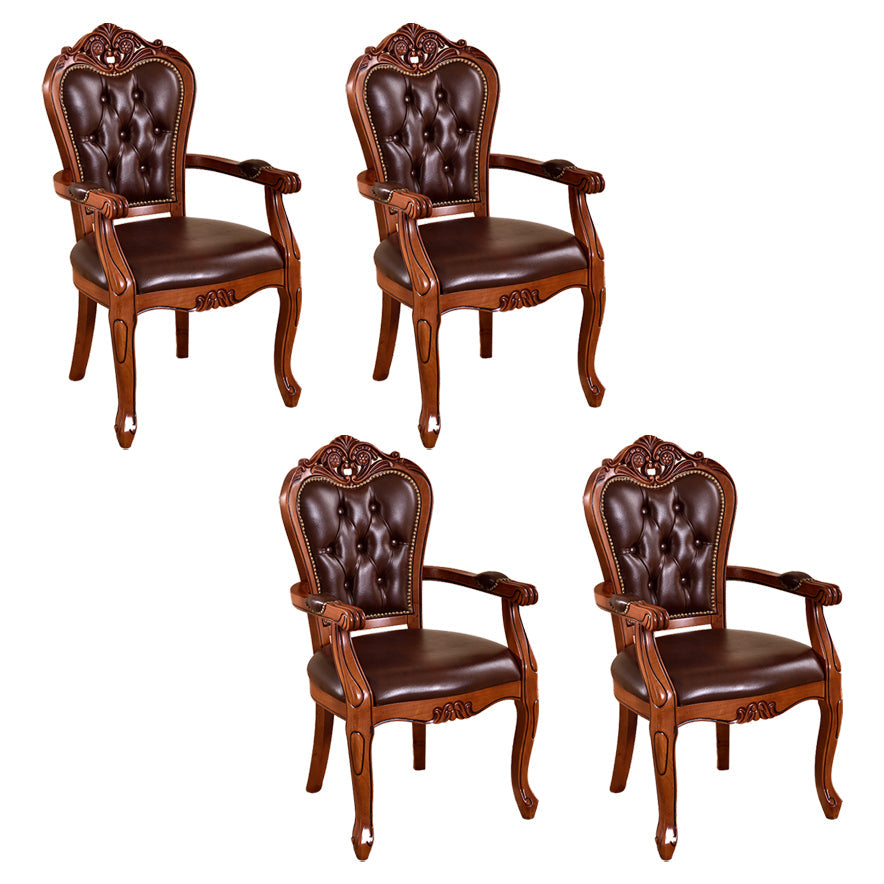 Scandinavian Style Oak Wood Chair Open Back Arm Dining Kitchen Chairs Set Brown 4 Piece Set Clearhalo ' kitchen&dining_furn' 'Dining Chairs' 'Dining Tables & Seating' 'dining_chair' 'furn' 'furn_dining_chair' 'Furniture' 'furniture_dining_chair' 'Kitchen & Dining Furniture' 'kitchen' 4039994