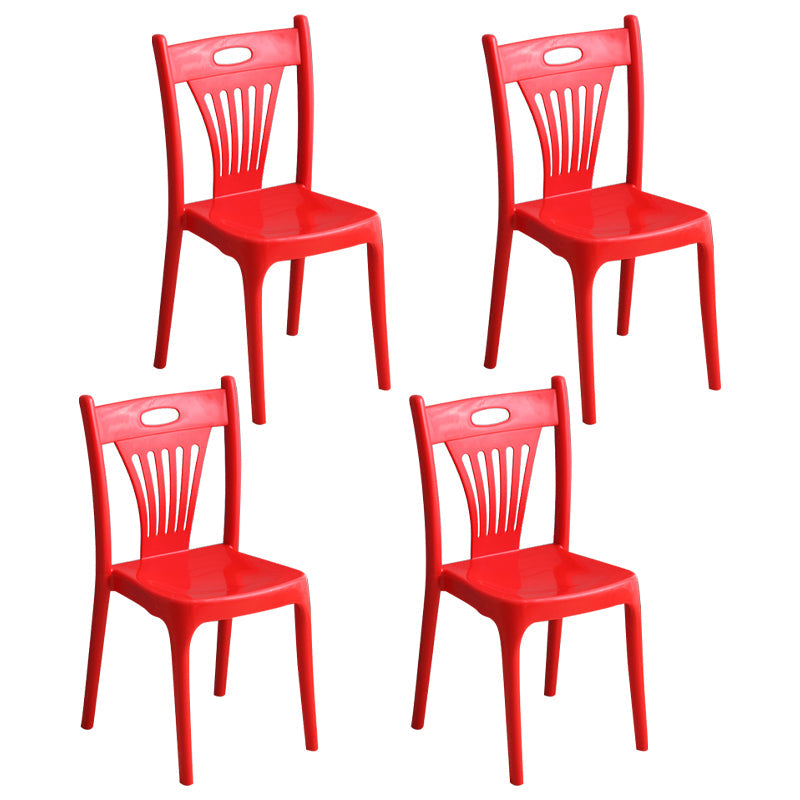 Nordic Style Dining Chairs Plastic Dining Armless Side Chair for Kitchen (Set of 4) Red Clearhalo ' kitchen&dining_furn' 'Dining Chairs' 'Dining Tables & Seating' 'dining_chair' 'furn' 'furn_dining_chair' 'Furniture' 'furniture_dining_chair' 'Kitchen & Dining Furniture' 'kitchen' 4040105