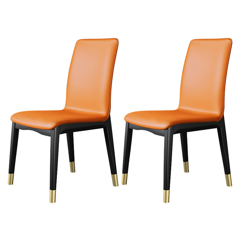Scandinavian Style Wood Dining Chair Dining Room Solid Back Armless Chair (Set of 2) Orange Black Gold Clearhalo ' kitchen&dining_furn' 'Dining Chairs' 'Dining Tables & Seating' 'dining_chair' 'furn' 'furn_dining_chair' 'Furniture' 'furniture_dining_chair' 'Kitchen & Dining Furniture' 'kitchen' 4040368