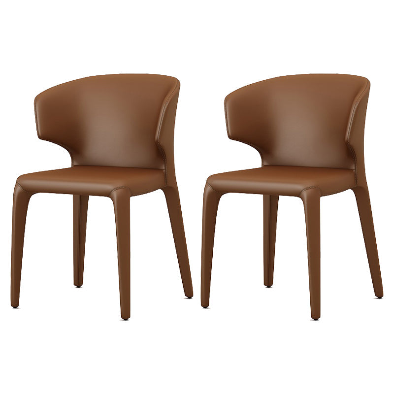 Designer Style Dining Arm Chair Matte Finish Wingback Dining Chair (Set of 2) Dark Brown Clearhalo ' kitchen&dining_furn' 'Dining Chairs' 'Dining Tables & Seating' 'dining_chair' 'furn' 'furn_dining_chair' 'Furniture' 'furniture_dining_chair' 'Kitchen & Dining Furniture' 'kitchen' 4040410