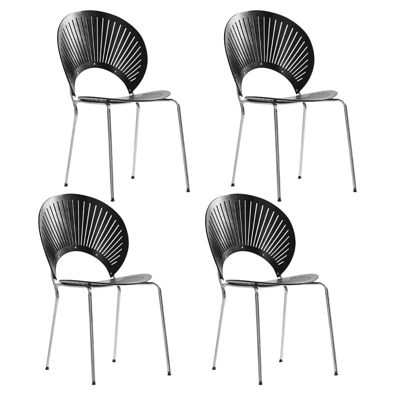Contemporary Metal Dining Room Chairs Armless Open Back Dining Side Chair Black-Silver 4 Piece Set Clearhalo ' kitchen&dining_furn' 'Dining Chairs' 'Dining Tables & Seating' 'dining_chair' 'furn' 'furn_dining_chair' 'Furniture' 'furniture_dining_chair' 'Kitchen & Dining Furniture' 'kitchen' 4040443