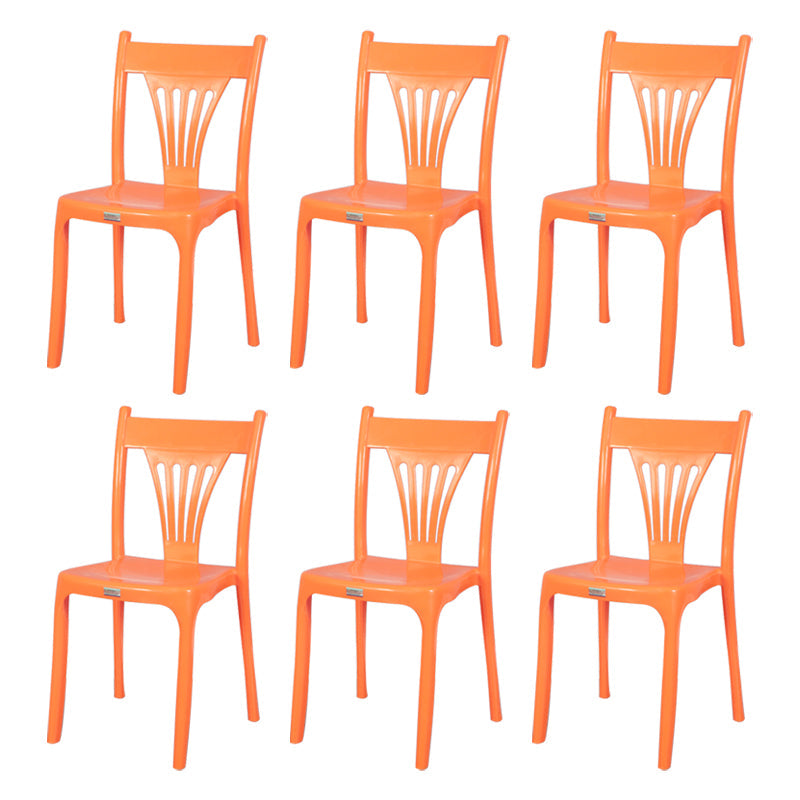 Contemporary Style Dining Chairs Plastic Dining Armless Side Chair for Kitchen Orange 6 Piece Set Clearhalo ' kitchen&dining_furn' 'Dining Chairs' 'Dining Tables & Seating' 'dining_chair' 'furn' 'furn_dining_chair' 'Furniture' 'furniture_dining_chair' 'Kitchen & Dining Furniture' 'kitchen' 4040653