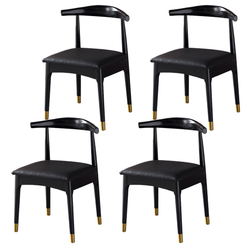Scandinavian Indoor Side Chair Open Back Upholstered Wood Dining Room Chair Gloss Black 4 Piece Set Clearhalo ' kitchen&dining_furn' 'Dining Chairs' 'Dining Tables & Seating' 'dining_chair' 'furn' 'furn_dining_chair' 'Furniture' 'furniture_dining_chair' 'Kitchen & Dining Furniture' 'kitchen' 4040732