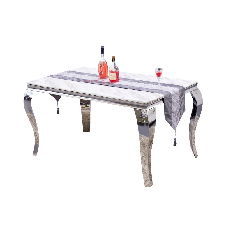 Rectangle Mid-Century Dining Table Four-Color Fixed Table for Dining Room Marble White Clearhalo ' dining_table' 'Dining Tables & Seating' 'Dining Tables' 'furn' 'furn_dining_table' 'Furniture' 'furniture_dining_table' 'Kitchen & Dining Furniture' 'kitchen&dining_furn' 'kitchen' 'kitchen_dining_table' 4050722