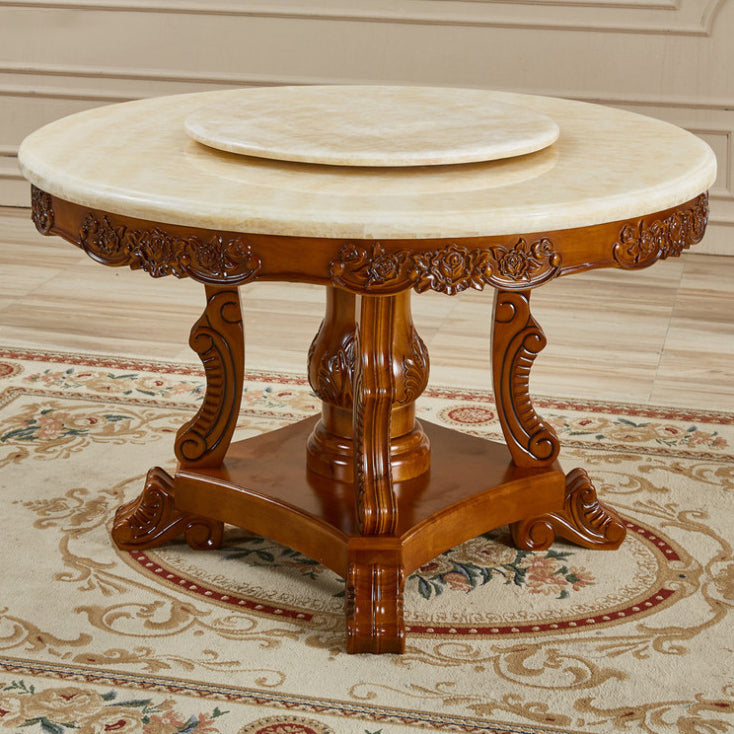 Solid Wood Victorian Round Dining Table Dining Table with Pedestal Base Marble Without Chairs Clearhalo ' dining_table' 'Dining Tables & Seating' 'Dining Tables' 'furn' 'furn_dining_table' 'Furniture' 'furniture_dining_table' 'Kitchen & Dining Furniture' 'kitchen&dining_furn' 'kitchen' 'kitchen_dining_table' 4050840