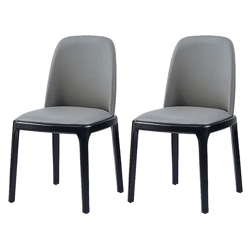 Scandinavian Rubberwood Leather Side Chair Parsons Matte Finish Dining Chair (Set of 2) Grey Clearhalo ' kitchen&dining_furn' 'Dining Chairs' 'Dining Tables & Seating' 'dining_chair' 'furn' 'furn_dining_chair' 'Furniture' 'furniture_dining_chair' 'Kitchen & Dining Furniture' 'kitchen' 4054822