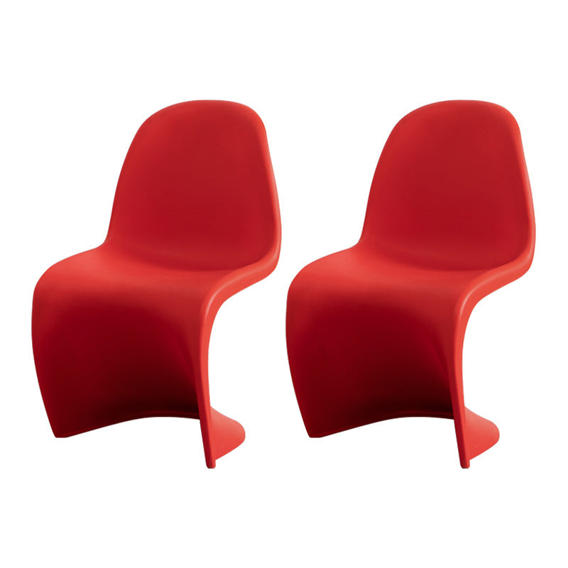 Scandinavian Style Plastic Chair Set Dining Room Solid Back Side Chairs Red Clearhalo ' kitchen&dining_furn' 'Dining Chairs' 'Dining Tables & Seating' 'dining_chair' 'Furniture' 'furniture_dining_chair' 'Kitchen & Dining Furniture' 'kitchen' 4054951
