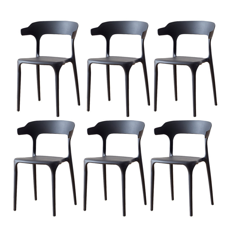 Scandinavian Plastic Armless Dining Chairs Stackable Dining Side Chair Black 6 Piece Set Clearhalo ' kitchen&dining_furn' 'Dining Chairs' 'Dining Tables & Seating' 'dining_chair' 'furn' 'furn_dining_chair' 'Furniture' 'furniture_dining_chair' 'Kitchen & Dining Furniture' 'kitchen' 4055053