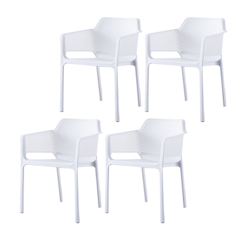 Contemporary Style Dining Room Chairs Stackable Arm Chairs with Plastic Legs White 4 Piece Set Clearhalo ' kitchen&dining_furn' 'Dining Chairs' 'Dining Tables & Seating' 'dining_chair' 'furn' 'furn_dining_chair' 'Furniture' 'furniture_dining_chair' 'Kitchen & Dining Furniture' 'kitchen' 4055391