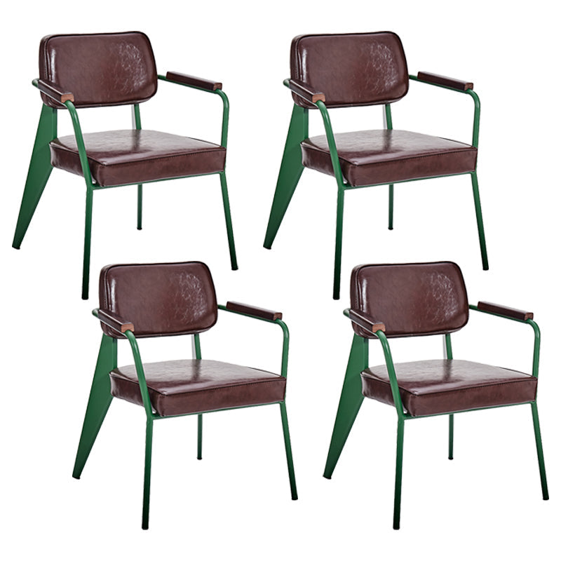 Industrial Metal Dining Room Chair Arm Open Back Dining Side Chair for Home Use Dark Brown 4 Piece Set Clearhalo ' kitchen&dining_furn' 'Dining Chairs' 'Dining Tables & Seating' 'dining_chair' 'furn' 'furn_dining_chair' 'Furniture' 'furniture_dining_chair' 'Kitchen & Dining Furniture' 'kitchen' 4056782