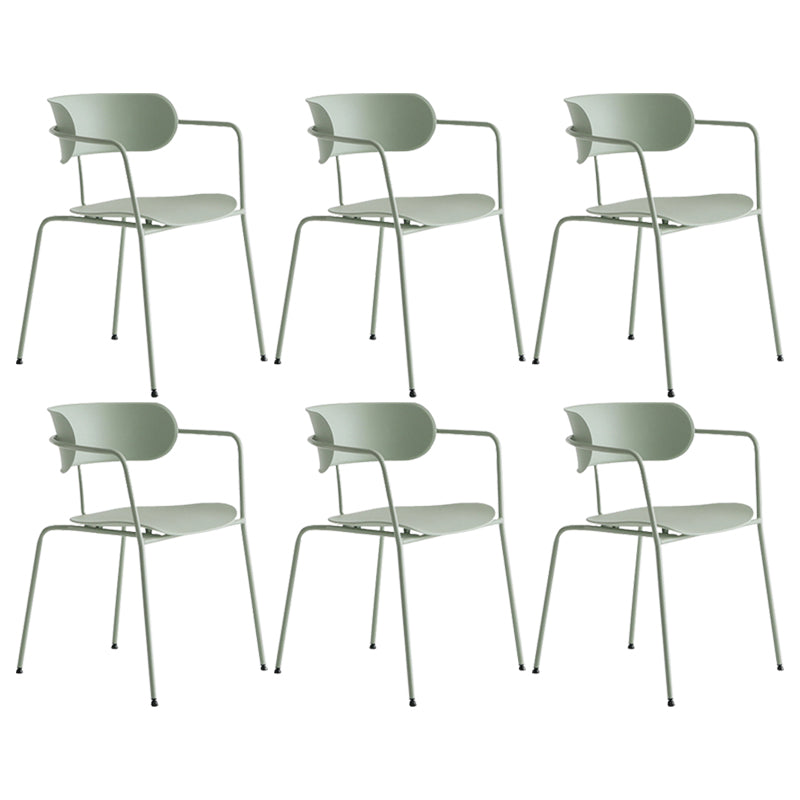 Industrial Style Kitchen Dining Chair Dining Stackable Arm Chairs with Metal Legs Green 6 Piece Set Clearhalo ' kitchen&dining_furn' 'Dining Chairs' 'Dining Tables & Seating' 'dining_chair' 'furn' 'furn_dining_chair' 'Furniture' 'furniture_dining_chair' 'Kitchen & Dining Furniture' 'kitchen' 4065964