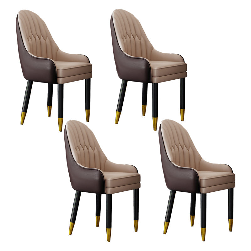 Scandinavian Home Arm Chair Upholstered Parsons Back Wood Dining Room Chair Brown-Khaki 4 Piece Set Clearhalo ' kitchen&dining_furn' 'Dining Chairs' 'Dining Tables & Seating' 'dining_chair' 'furn' 'furn_dining_chair' 'Furniture' 'furniture_dining_chair' 'Kitchen & Dining Furniture' 'kitchen' 4066143