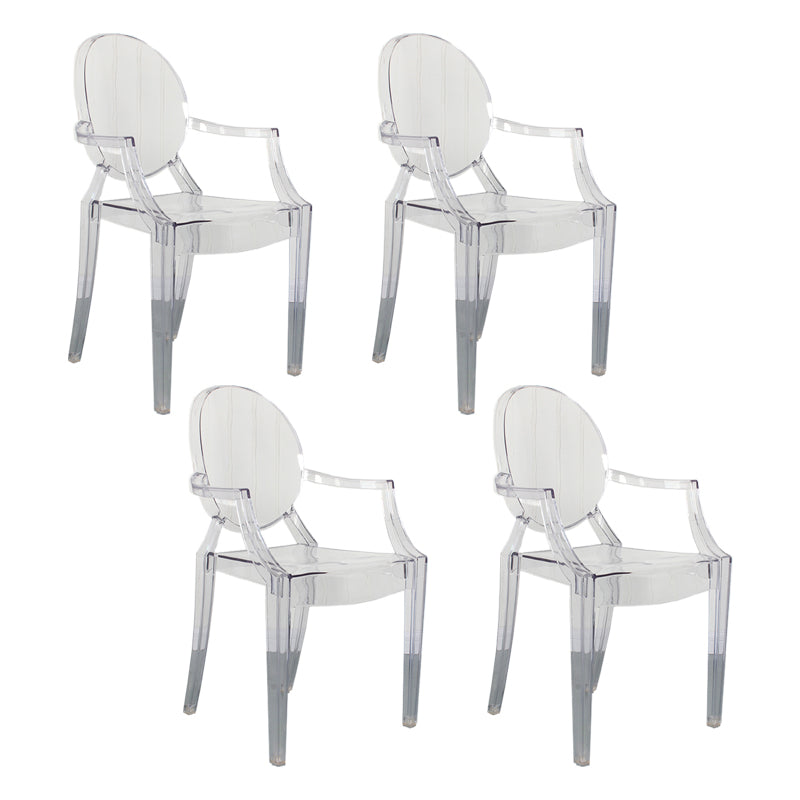 Contemporary Style Kitchen Dining Chairs Plastic Dining Arm Side Chairs Clear 4 Piece Set Clearhalo ' kitchen&dining_furn' 'Dining Chairs' 'Dining Tables & Seating' 'dining_chair' 'furn' 'furn_dining_chair' 'Furniture' 'furniture_dining_chair' 'Kitchen & Dining Furniture' 'kitchen' 4066207