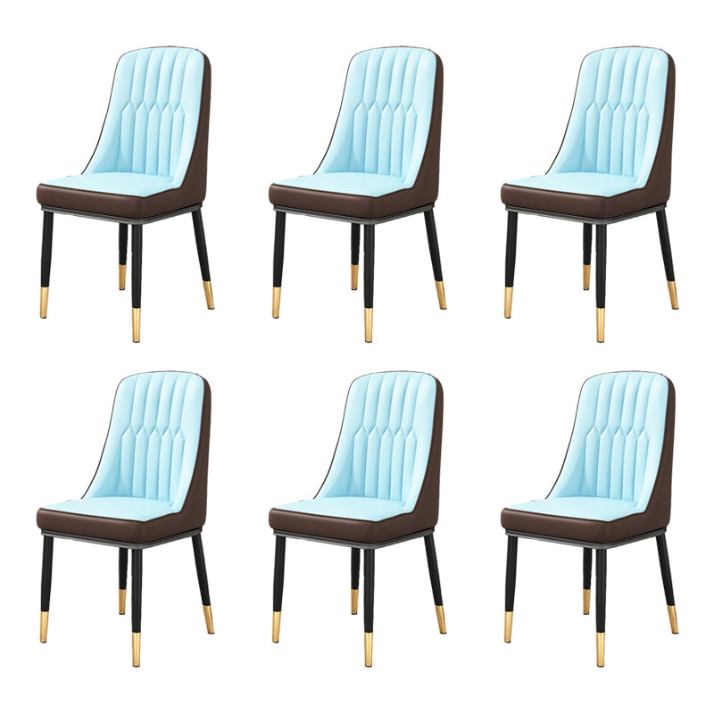Scandinavian Home Side Chair Upholstered Parsons Back Metal Dining Room Chair Blue-Brown 6 Piece Set Brass Gold Clearhalo ' kitchen&dining_furn' 'Dining Chairs' 'Dining Tables & Seating' 'dining_chair' 'furn' 'furn_dining_chair' 'Furniture' 'furniture_dining_chair' 'Kitchen & Dining Furniture' 'kitchen' 4066270