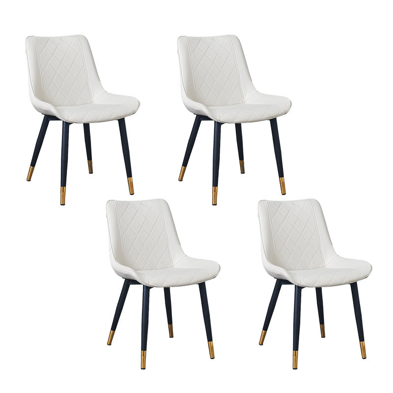 Indoor Scandinavian Side Chair Metal Upholstered Solid Back Dining Room Chair Textured White 4 Piece Set Brass Gold Clearhalo ' kitchen&dining_furn' 'Dining Chairs' 'Dining Tables & Seating' 'dining_chair' 'furn' 'furn_dining_chair' 'Furniture' 'furniture_dining_chair' 'Kitchen & Dining Furniture' 'kitchen' 4066400