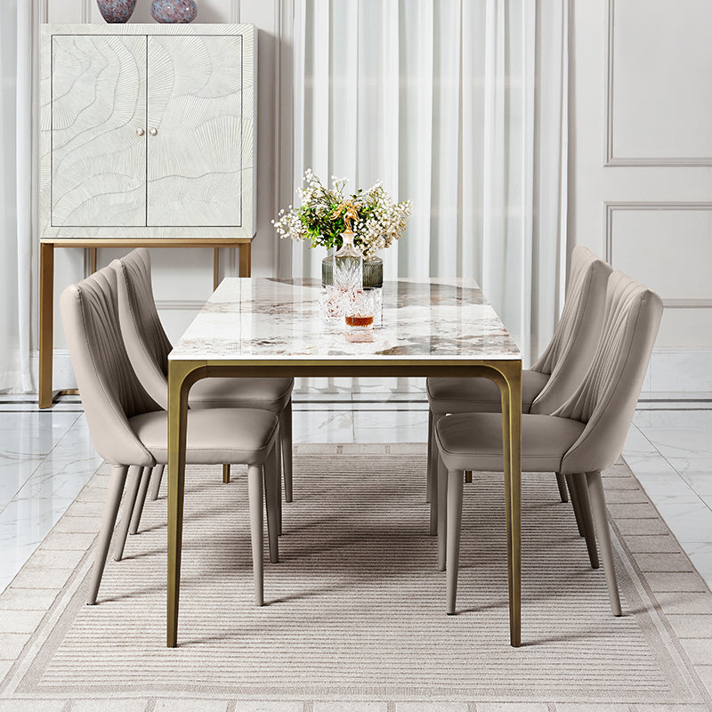 Sintered Stone Dining Table Luxury 4 Legs Base Rectangle Table for Home Clearhalo ' dining_table' 'Dining Tables & Seating' 'Dining Tables' 'furn' 'furn_dining_table' 'Furniture' 'furniture_dining_table' 'Kitchen & Dining Furniture' 'kitchen&dining_furn' 'kitchen' 'kitchen_dining_table' 4086708