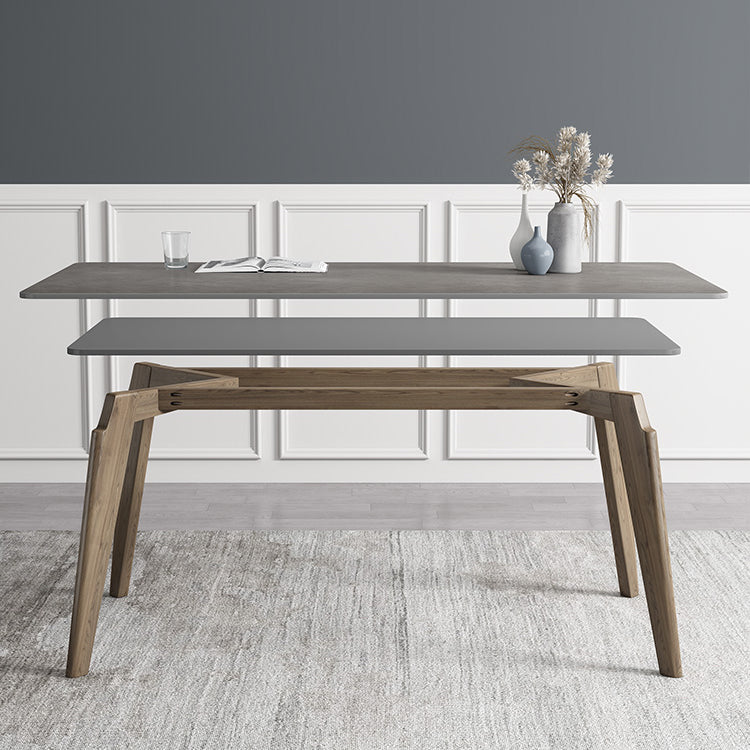 Rectangle Sintered Stone Grey Tone Dining Table Vintage 4 Legs Table for Dining Room Clearhalo ' dining_table' 'Dining Tables & Seating' 'Dining Tables' 'furn' 'furn_dining_table' 'Furniture' 'furniture_dining_table' 'Kitchen & Dining Furniture' 'kitchen&dining_furn' 'kitchen' 'kitchen_dining_table' 4092012