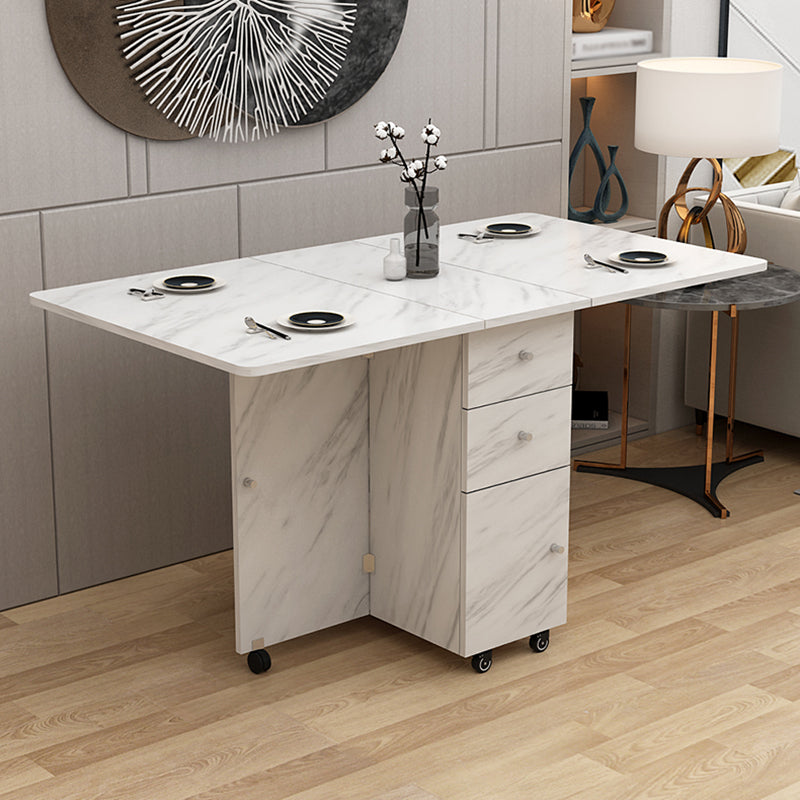 Wood Mid-Century Modern Table Pedestal Dining Table with Drop Leaf Gloss White Clearhalo ' dining_table' 'Dining Tables & Seating' 'Dining Tables' 'Furniture' 'furniture_dining_table' 'Kitchen & Dining Furniture' 'kitchen&dining_furn' 'kitchen' 'kitchen_dining_table' 4092568