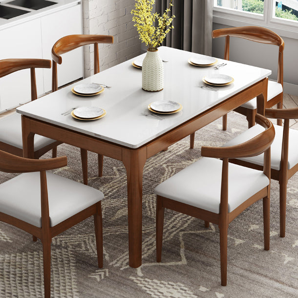 4-foot Stone Furniture Midcentury Style Rectangle Dining Table for Indoor White-Brown Without Chairs Clearhalo ' dining_table' 'Dining Tables & Seating' 'Dining Tables' 'furn' 'furn_dining_table' 'Furniture' 'furniture_dining_table' 'Kitchen & Dining Furniture' 'kitchen&dining_furn' 'kitchen' 'kitchen_dining_table' 4092730