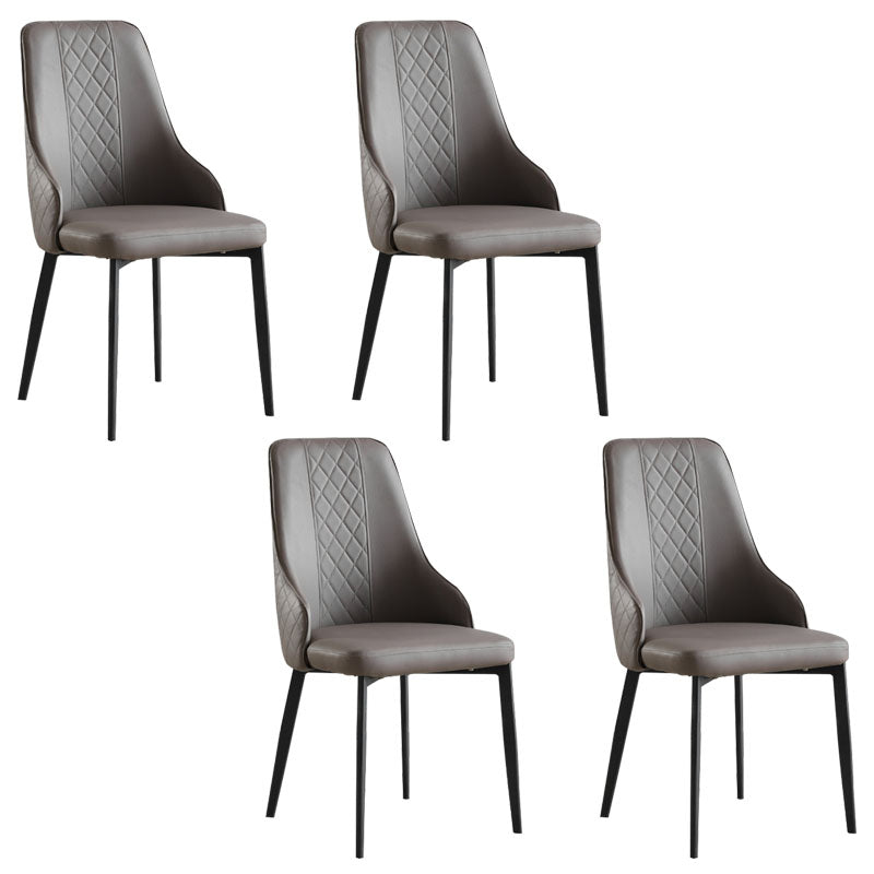 Contemporary Style Parsons Dining Side Chairs Upholstered Armless Dining Chairs Dark Gray 4 Piece Set Clearhalo ' kitchen&dining_furn' 'Dining Chairs' 'Dining Tables & Seating' 'dining_chair' 'furn' 'furn_dining_chair' 'Furniture' 'furniture_dining_chair' 'Kitchen & Dining Furniture' 'kitchen' 4096232