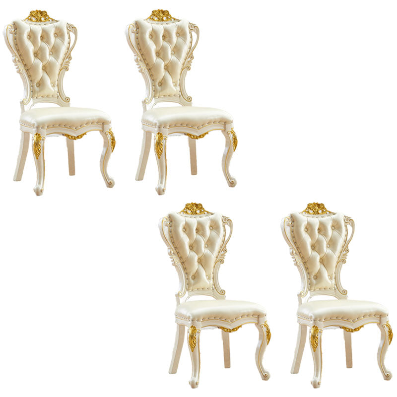 Victorian Style Dining Side Chair Dining Armless Side Chair for Home Use Beige 4 Piece Set Clearhalo ' kitchen&dining_furn' 'Dining Chairs' 'Dining Tables & Seating' 'dining_chair' 'furn' 'furn_dining_chair' 'Furniture' 'furniture_dining_chair' 'Kitchen & Dining Furniture' 'kitchen' 4096503