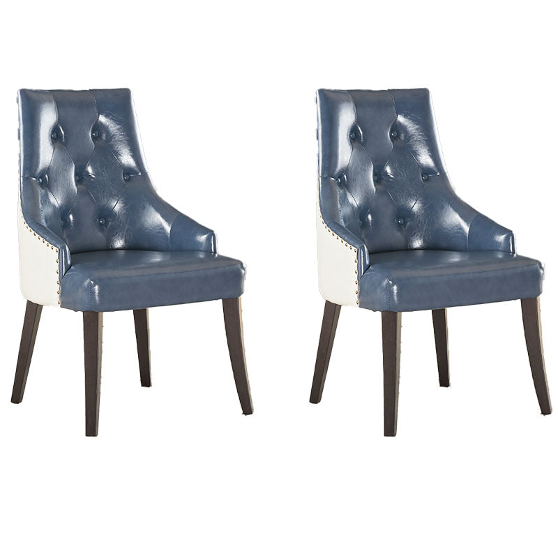 Victorian Style Solid Wood Dining Chair Armless Tufted Dining Chair for Home Use (Set of 2) Dark Blue Clearhalo ' kitchen&dining_furn' 'Dining Chairs' 'Dining Tables & Seating' 'dining_chair' 'furn' 'furn_dining_chair' 'Furniture' 'furniture_dining_chair' 'Kitchen & Dining Furniture' 'kitchen' 4096996
