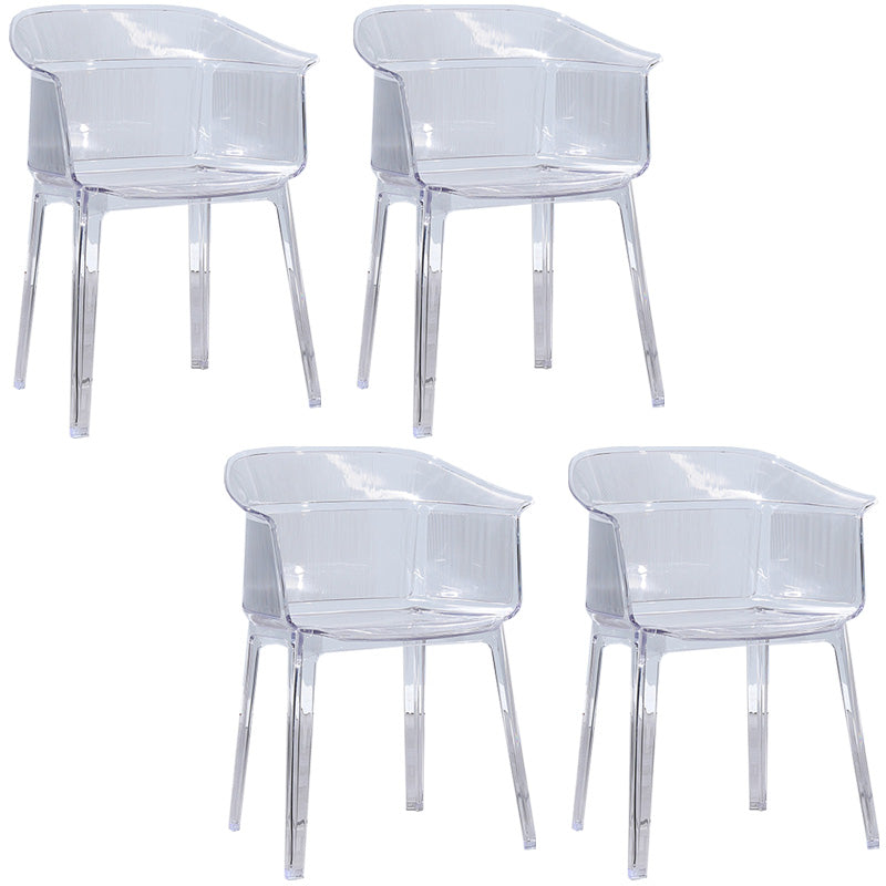 Nordic Style Plastic Dining Armchair Stacking Dining Chair for Restaurant Clear Set of 4 Clearhalo ' kitchen&dining_furn' 'Dining Chairs' 'Dining Tables & Seating' 'dining_chair' 'Furniture' 'furniture_dining_chair' 'Kitchen & Dining Furniture' 'kitchen' 4097038