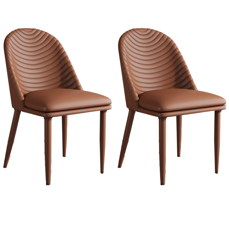 Contemporary Style Metal Dining Chair Dining Armless Side Chair for Kitchen (Set of 2) Brown Clearhalo ' kitchen&dining_furn' 'Dining Chairs' 'Dining Tables & Seating' 'dining_chair' 'furn' 'furn_dining_chair' 'Furniture' 'furniture_dining_chair' 'Kitchen & Dining Furniture' 'kitchen' 4097120