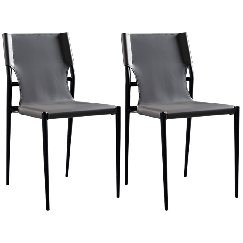 Modern Style Home Side Chair Solid Back Upholstered Dining Room Chair (Set of 2) Grey Clearhalo ' kitchen&dining_furn' 'Dining Chairs' 'Dining Tables & Seating' 'dining_chair' 'furn' 'furn_dining_chair' 'Furniture' 'furniture_dining_chair' 'Kitchen & Dining Furniture' 'kitchen' 4097398