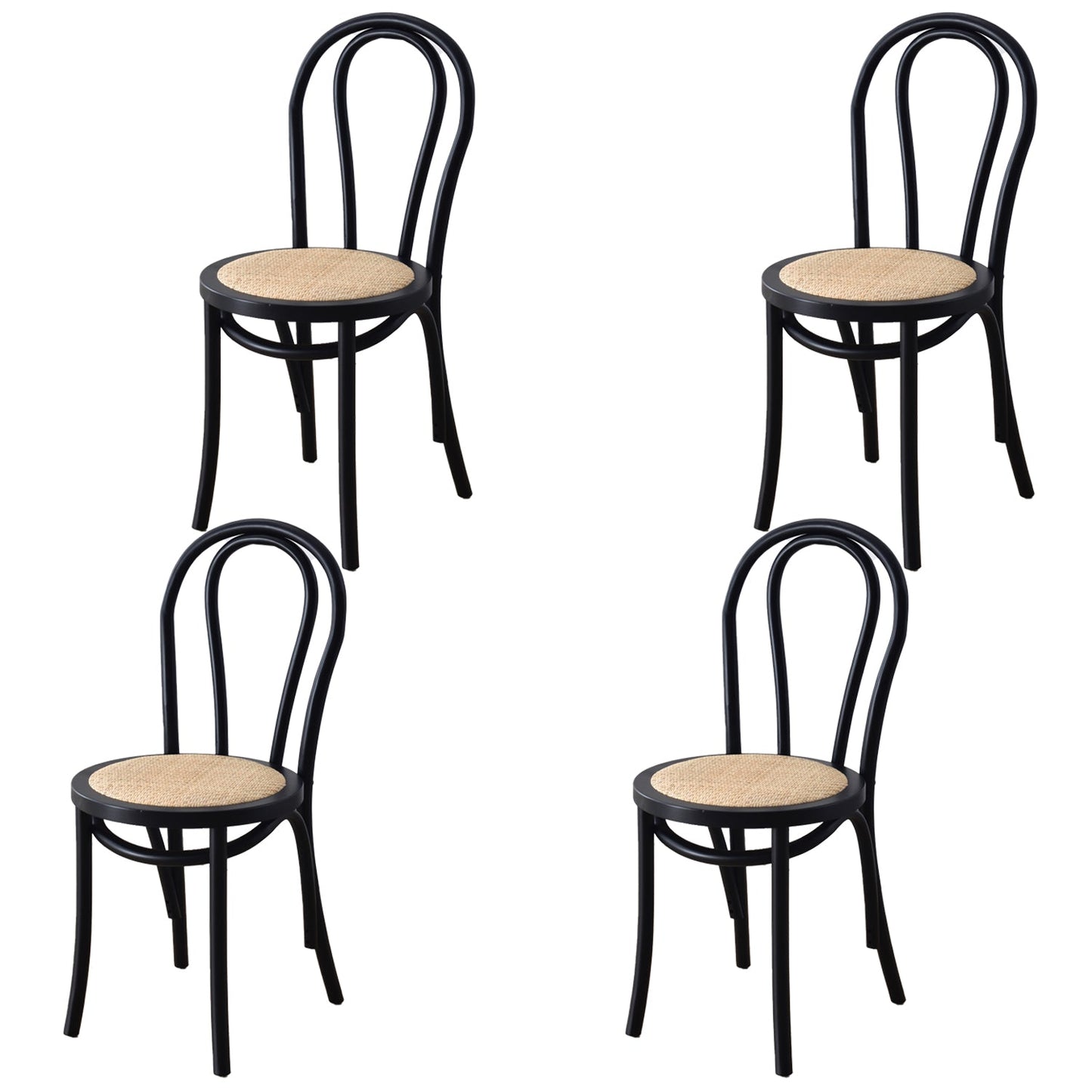 Tropical Style Wood Dining Armless Chair Rattan Patio Dining Side Chair Black 4 Piece Set Clearhalo ' kitchen&dining_furn' 'Dining Chairs' 'Dining Tables & Seating' 'dining_chair' 'furn' 'furn_dining_chair' 'Furniture' 'furniture_dining_chair' 'Kitchen & Dining Furniture' 'kitchen' 4097686