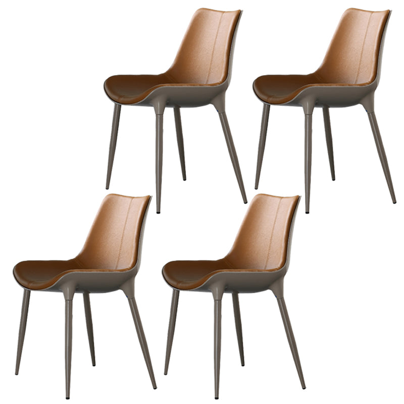 Contemporary Style Kitchen Metal Dining Chair Dining Armless Side Chairs Yellow 4 Piece Set Clearhalo ' kitchen&dining_furn' 'Dining Chairs' 'Dining Tables & Seating' 'dining_chair' 'furn' 'furn_dining_chair' 'Furniture' 'furniture_dining_chair' 'Kitchen & Dining Furniture' 'kitchen' 4097761