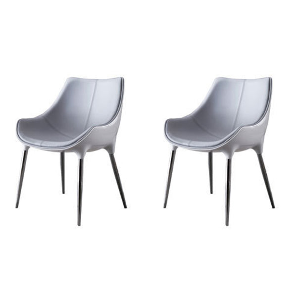 Contemporary Style Dining Chair Kitchen Arm Side Chairs with Metal Legs (Set of 2) Grey Clearhalo ' kitchen&dining_furn' 'Dining Chairs' 'Dining Tables & Seating' 'dining_chair' 'furn' 'furn_dining_chair' 'Furniture' 'furniture_dining_chair' 'Kitchen & Dining Furniture' 'kitchen' 4098948