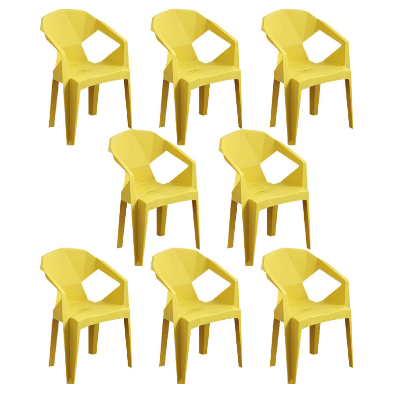 Modern Plastic Dining Arm Chairs Open Back Stacking Dining Armchairs Lemon Yellow 8 Piece Set Clearhalo ' kitchen&dining_furn' 'Dining Chairs' 'Dining Tables & Seating' 'dining_chair' 'furn' 'furn_dining_chair' 'Furniture' 'furniture_dining_chair' 'Kitchen & Dining Furniture' 'kitchen' 4099206