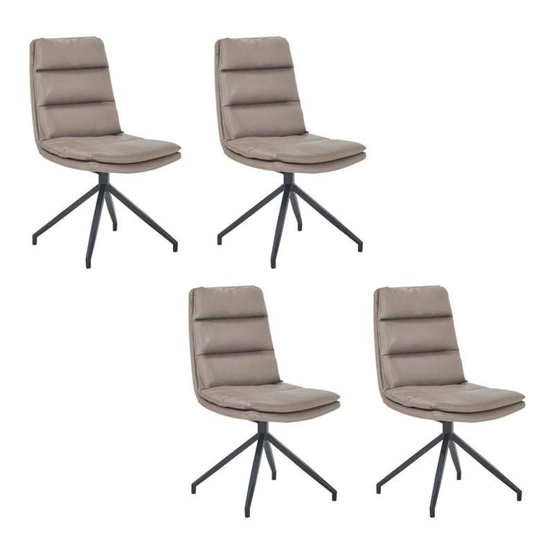 Industrial Style Solid Back Armless Chairs Microfiber Leather Dining Chairs (Set of 4) Light Gray Clearhalo ' kitchen&dining_furn' 'Dining Chairs' 'Dining Tables & Seating' 'dining_chair' 'furn' 'furn_dining_chair' 'Furniture' 'furniture_dining_chair' 'Kitchen & Dining Furniture' 'kitchen' 4099260