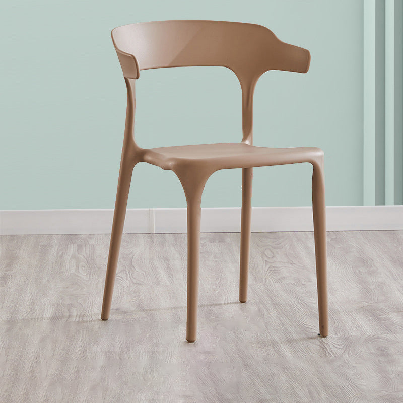 Indoor Contemporary Side Chair Open Back Plastic Stackable Dining Room Single Chair Camel Clearhalo ' kitchen&dining_furn' 'Dining Chairs' 'Dining Tables & Seating' 'dining_chair' 'furn' 'furn_dining_chair' 'Furniture' 'furniture_dining_chair' 'Kitchen & Dining Furniture' 'kitchen' 4099332
