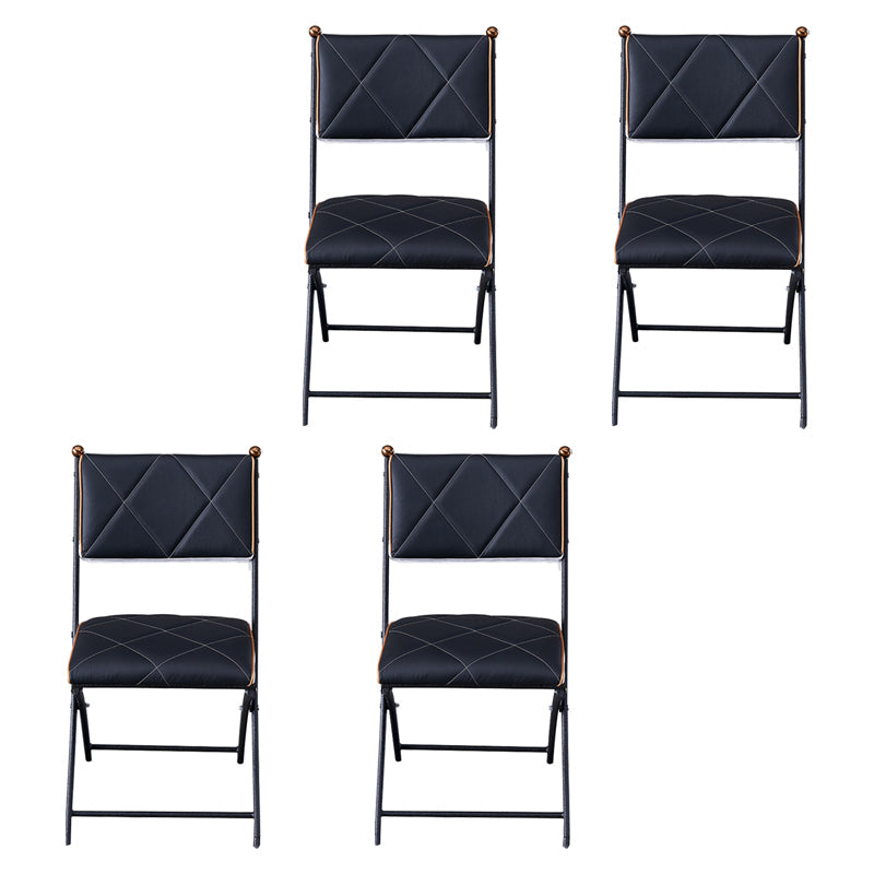 Modern Indoor-Outdoor Metal Side Chair Folding Open Back Dining Side Chair Matte Black 4 Piece Set Clearhalo ' kitchen&dining_furn' 'Dining Chairs' 'Dining Tables & Seating' 'dining_chair' 'furn' 'furn_dining_chair' 'Furniture' 'furniture_dining_chair' 'Kitchen & Dining Furniture' 'kitchen' 4099390