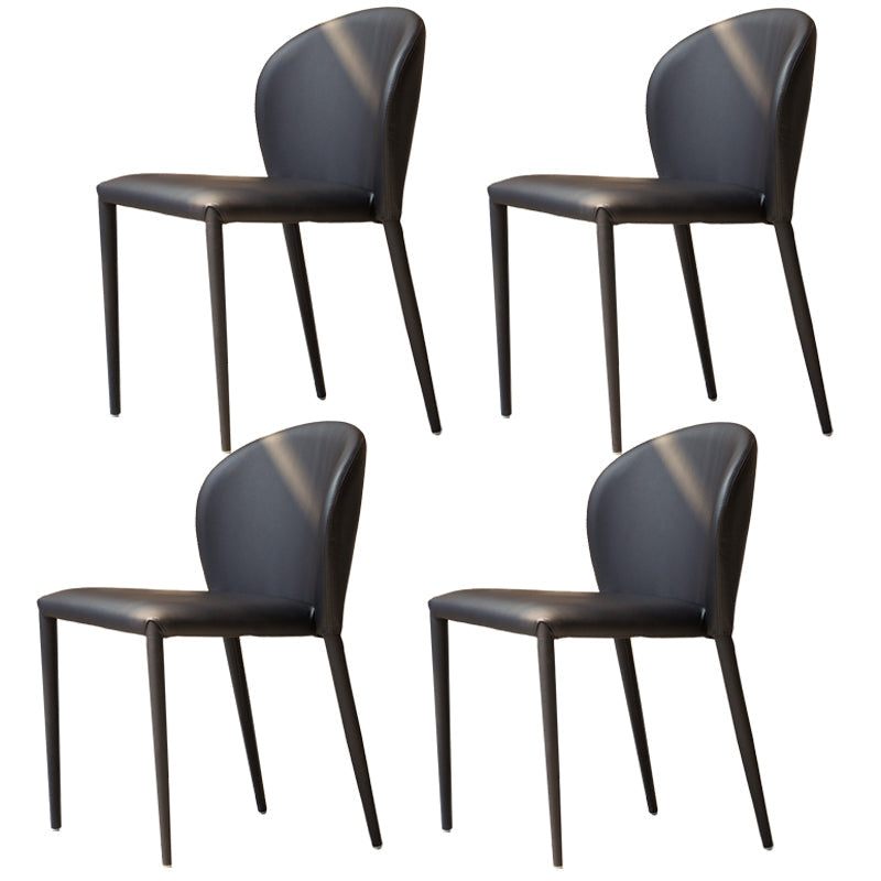 Saddle Leather Designer Style Side Chair Matte Finish Wingback Dining Chair (Set of 4) Matte Black Clearhalo ' kitchen&dining_furn' 'Dining Chairs' 'Dining Tables & Seating' 'dining_chair' 'furn' 'furn_dining_chair' 'Furniture' 'furniture_dining_chair' 'Kitchen & Dining Furniture' 'kitchen' 4099765