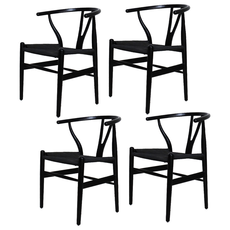 Traditional Style Ash Wood Chair Fork Bone Back Side Dining Room Chair Black 4 Piece Set Clearhalo ' kitchen&dining_furn' 'Dining Chairs' 'Dining Tables & Seating' 'dining_chair' 'furn' 'furn_dining_chair' 'Furniture' 'furniture_dining_chair' 'Kitchen & Dining Furniture' 'kitchen' 4100615