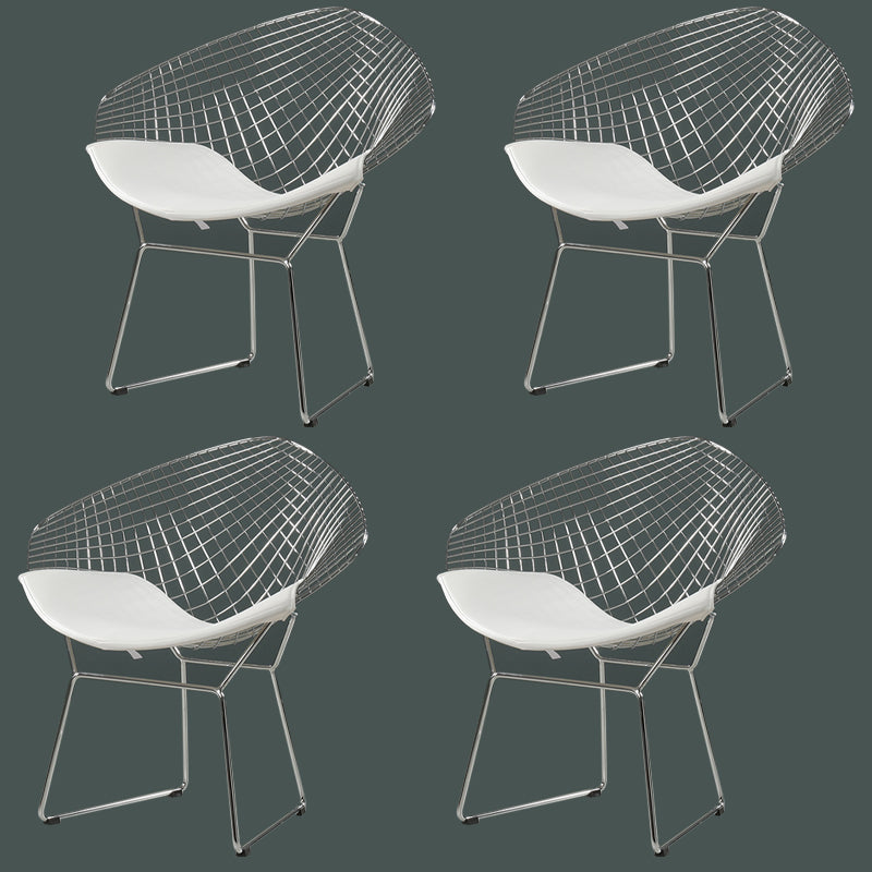 Scandinavian Dining Side Chairs PU Leather Cross Back Dining Chairs for Home Silver White 4 Piece Set Clearhalo ' kitchen&dining_furn' 'Dining Chairs' 'Dining Tables & Seating' 'dining_chair' 'furn' 'furn_dining_chair' 'Furniture' 'furniture_dining_chair' 'Kitchen & Dining Furniture' 'kitchen' 4100684