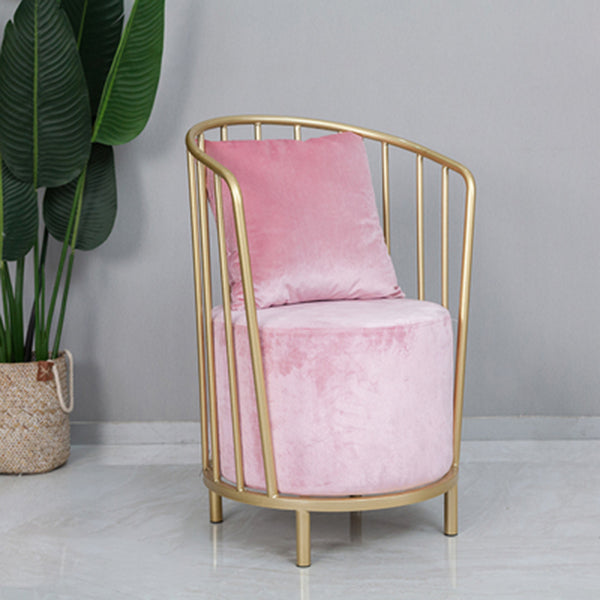 Scandinavian Style Windsor Back Side Chair Upholstered Armless Single Dining Chair Pink Clearhalo ' kitchen&dining_furn' 'Dining Chairs' 'Dining Tables & Seating' 'dining_chair' 'furn' 'furn_dining_chair' 'Furniture' 'furniture_dining_chair' 'Kitchen & Dining Furniture' 'kitchen' 4100701